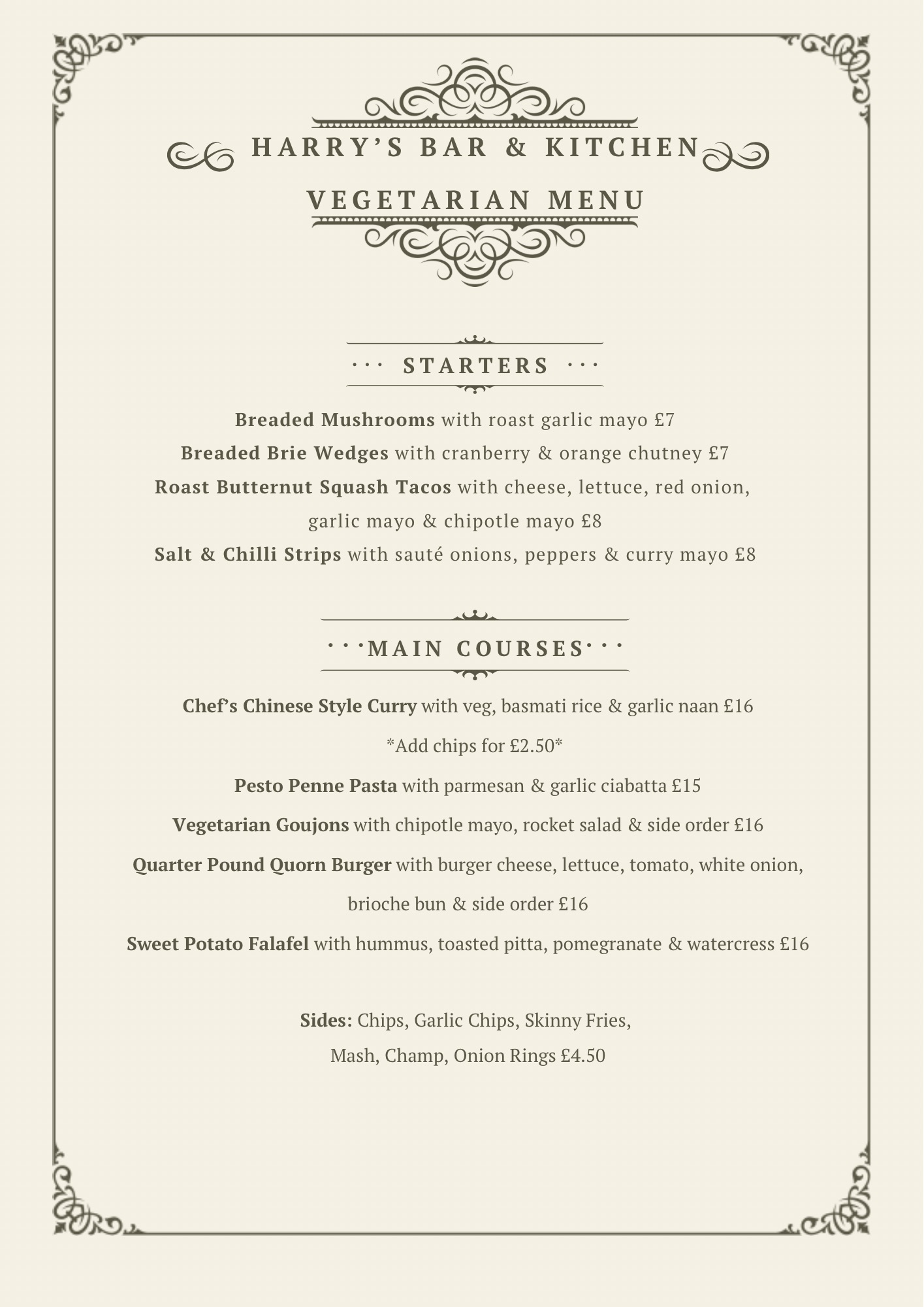 VEGETARIAN MENU June 25